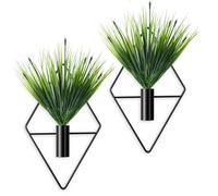 2PCS Wall Planter Vase, Hanging Planter Vase Wall Decor for Boho Home Decor, Metal Wall Art, Black Hanging Decoration for Living Room, Bedroom, Kitchen, Bathroom, Office (without Artificial Plants)