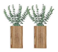 2Pcs Wall Planter with Eucalyptus Vertical Hanging Wooden Plant Wall Decor for Bedroom, Living Room, Home, Office, Cafe