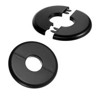 2pcs Wall Split Flange, Round Self-Adhesive Tape Escutcheon Plate Cover Faucet Decoration Collar for Toilet Kitchen Water Pipe Faucet Decoration Accessories(Black)