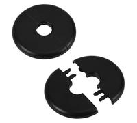 2pcs Wall Split Flange, Self-Adhesive Escutcheon Plate for Buckle 17mm Water Pipes ABS Round Hole Plumbing Floor Ceiling Cover Plates for Faucet Kitchen Toilet Decorative (Black)