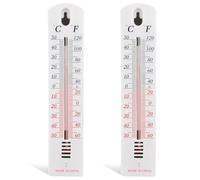2Pcs Wall Thermometer, Outdoor Thermometer Read Accurate Celsius and Fahrenheit Large Wall Mounted Room Temperature Monitor Easy-to-Mount Design for Home Garden Greenhouse Home Office Indoor Outdoor
