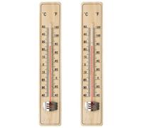 2Pcs Wall Thermometer, Traditional Wooden Room Thermometer Indoor and Outdoor Room Temperature Monitor Measures Fahrenheit and Centigrade for Garden Greenhouse Office Home Garage Temperature