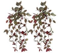 2Pcs Wandering Jew Hanging Artificial Plant 19.6 Inch Fake Haning Plants for Wall Shelf Home Indoor Outdoor Decor