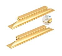2pcs Wardrobe Door Handles self-Adhesive Sliding Gate Pulls Brushed Gold Cabinet Knobs Aluminium Alloy Grab Bar Levers for Kitchen Furniture Cabinet Closet Door Knobs (Length 150mm)