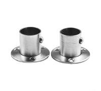 2Pcs Wardrobe Rail Support Round Wardrobe Hanging Pole Tube Rod End Bracket Stainless Steel Flange Socket Holder Wardrobe Rail Brackets for Closet Curtain(22.5mm)