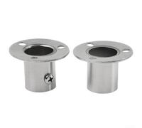 2Pcs Wardrobe Rail Support Round Wardrobe Hanging Pole Tube Rod End Bracket Stainless Steel Flange Socket Holder Wardrobe Rail Brackets for Closet Curtain(19.5mm)