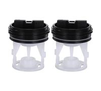 2pcs Washer Drain Pump Filter Plug, 58mm Plastic Leak-Sealing Cap | Filter Mesh Design, Black Threaded Seal, for Drainage Hose and Pump Repair Service Use