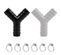 2pcs Washing Machine Hose Y Reducer, Plastic Washer Splitter Connector with 6pcs Hose Clamps Three-Way Adapter Accessories for Dishwasher Laundry Kitchen & Bathroom Plumbing