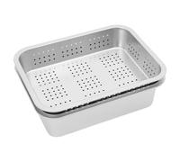 2Pcs Washing Up Bowl & Strainer Bowl Set 4L Stainless Steel Colander & Mixing Bowl Set Large Rectangular Washing Basin for Vegetable Fruit Food Preparing