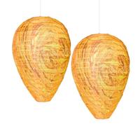 2PCS Wasp Nest Decoy, Hanging Fake Wasp Nest, Made of Craft Paper, Waterproof Wasps Repellent, Artificial Dark Colour Hornet Decoy, Territorial Insect Protection, for Home Garden and Agricultural Use