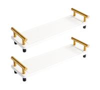 2Pcs Water Absorbent Diatomite Tray, Bathroom Sink Mat, Decorative Organizer for Kitchen Counter, White Gold Sink Tray, Stone Drying Mat, Instant Dry Sink Caddy (White & Gold Handle, Small)