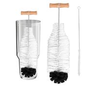 2pcs Water Bottle Cleaning Brush Set, Long Wooden Handle Brush with Straw Cleaner Water Bottle Cleaning Kit for Stanley Cup Tumblers Travel Mugs & Other Bottles