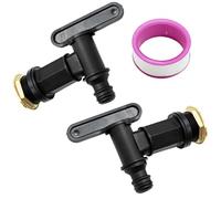 2pcs Water Butt Tap Hosepipe Rain Barrel/ ¾ BSP Thread Replacement Tap with Water-tap Interface raw Tape, Black Plastic Snap-Fit Connector Beer Home Brew Push-Fit Water-tap Water Butt Tap
