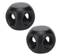 2Pcs Water Cooling 4 - Ways Connector Mini Brass G1/4 Female, Computer Water Cooling Accessories, Chrome - Plated for Enhanced Durability, 4 - Way Flow Design for Efficient (Black)