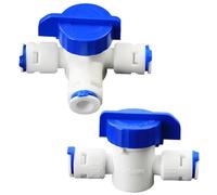2pcs Water Filter Adapters 1/4" Auto Top Off Three-Way Valve with Switch, Push-to-Connect Outlet Fitting, Quick-Connect Plastic Pipe Connector for Reverse Osmosis Water Filtration Systems