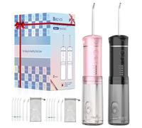 2pcs Water Flosser Cordless Travel, Mini Oral Irrigator with Telescopic Water Tank, 5 Modes, 6 Jet Tips, IPX7 Waterproof Electric Portable Water Teeth Cleaner Picks for Braces Bridges Care