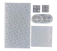 2Pcs Water Line Water Wave Thin Mlod + 2Pcs Mini Size Whirlwind Thin Mold + 1Pc Crater Epoxy Mold Set Semi-Transparent Silicone Resin Mold