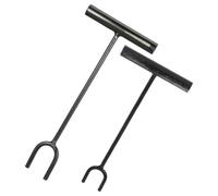 2pcs Water Shut off Valve Wrench Key with Long Reach T Handle and Fork | Iron Construction, Black Finish, U Shaped Hook Combo, for Outdoor Utility Wells and Valve Wheels