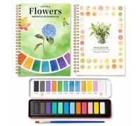 2PCS Watercolour Workbook Set, 12 Colours & Brush