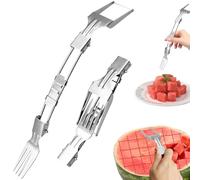 2pcs Watermelon Cutter, Fruit Slicer Stainless Steel Fruit Cutter, 2-in-1 Watermelon Slicer Party Portable Watermelon Cutter Slicer Tool, Double Head Watermelon Knife Watermelon Slicer Cutter Tool
