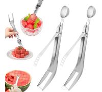 2Pcs Watermelon Cutter, Stainless Steel Watermelon Slicer 3-in-1 Fruit Slicer Portable for Home Party Watermelon Cutter Slicer Tool, Thicken Stainless Steel Fruit Cutter Watermelon Slicer Cutter Tool
