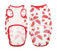 2pcs Watermelon Pet Vest Boys Hawaiian Shirt Summer Dress Hawaiian Shirts Summer Dog Waistcoat Breathable Puppy Clothes (A M)
