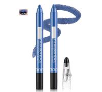 2PCS Waterproof Cream Eyeshadow & Eyeliner Pencils in Royal Blue Shimmer-Long-Wear Smudge-Proof Pearlescent Shadow Crayon Duo with Built-In Sharpener for Mature Eyes and All-Day Makeup
