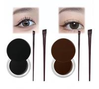 2Pcs Waterproof Eyeliner and Brow Pomade,Eyeliner & Eyebrow Pomade,Long-Lasting Smudge-Proof Formula,Cream Gel for Natural Eye Makeup,Black and Brown Set,Includes Brush for Easy Application,4g
