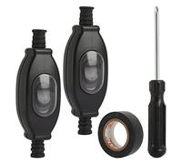 2Pcs Waterproof Inline Switch with 1pc Tape and 1pc Screwdriver for Lamps - Outdoor Home (250V, 3A)
