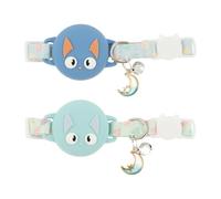 2Pcs Waterproof Kitten Collar with Bell,Reflective Silicone AirTag Cat Collar Adjustable Dog Tracker for Tracking Loss Pet Tracker Choker & Suitable Cat Dog Night Walk