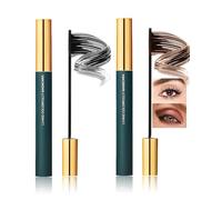 2PCS Waterproof Mascara Set (Brown & Black) - Curling & Lengthening Skinny Mascara for Sensitive Eyes - Smudgeproof, Clump-Free, Long-Lasting, Soft Brush Formula