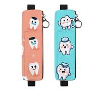 2Pcs Waterproof Notebook Pencil Case Large Capacity Pencil Pouch, Doctor Tooth Blue Stationery Zipper Pen Bag Pouch Holder Box Organizer for Teens Girls Adults Student