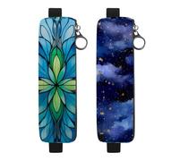 2Pcs Waterproof Notebook Pencil Case Large Capacity Pencil Pouch, Purple Night Clouds Stars Stationery Zipper Pen Bag Pouch Holder Box Organizer for Teens Girls Adults Student