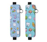 2Pcs Waterproof Notebook Pencil Case Large Capacity Pencil Pouch, Teeth Candy Pattern Stationery Zipper Pen Bag Pouch Holder Box Organizer for Teens Girls Adults Student