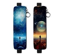2Pcs Waterproof Notebook Pencil Case Large Capacity Pencil Pouch, Topographic Galactic Space Stationery Zipper Pen Bag Pouch Holder Box Organizer for Teens Girls Adults Student
