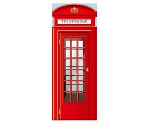 2pcs Waterproof Phone Booth Door Stickers London Telephone Box Stickers DIY Self Adhesive Murals for Bar Office