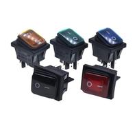 2pcs waterproof rocker switch 30A 20A with indicator light SKPT push button 4 pins 37.6 * 28.6mm control power switch(KCD4blue,30A_220V)