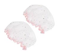 2pcs Waterproof Shower Caps Satin Bath Hats for Ladies White