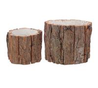 2pcs Waterproof Wood Bark Flower Containers Rustic Wooden Stump Holders for Indoor Outdoor Plants, Small Size 12cm 9x8cm Decorative Wood Log Plant Containers for Garden and Home