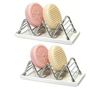 2Pcs Wave Soap Dish and Sponge Holder for Kitchen Sink, Stainless Steel Soap Holder with Tray and Drain, Soap Dishes for Bathroom and Shower