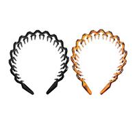 2pcs Wavy Hairband Plastic Toothed Headband for Long Hair | Lightweight Zig Design, Quick Styling at Home or Shower Prep, Keeps Hair Back Comfortably for Girls