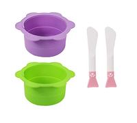 2pcs Wax Pot Liner, Petal Type Silicone Reusable Wax Warmer Liner with 2pcs Silicone Wax Spatula Non-Stick Wax Warmer Liners for 16 Oz Electric Waxing Kit (Purple, Green)