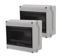 2pcs Way Electrical Distribution Box with Window for Outdoor Use | ABS PC Enclosure, Din Rail Compatible, Impact Resistant Build, for Charging Stations and Circuit Breaker
