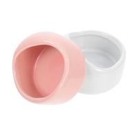 2pcs Wear-resistant Chinchilla Bowls Ceramic Hamster Feeding Bowl Set | Glass Ice Cream Bowls, Washable Household Feeders, Pink and White Pair, for Chinchilla and Hamster