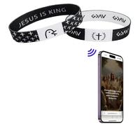 2pcs Wearable Bible Verse Wristbands with NFC,Daily Bible Verse Bracelet,Christian Scripture Bracelets for Men,Women,and Teens,Ideal for Personal Reflection (Complete Verses)