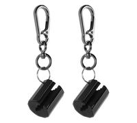 2pcs Wearable Fishing Rod Clip Holder with Keychain, Clamp on Black | Aluminum Alloy and EVA Padding, Swivel Tilt Rotation, for Carbon Rods, Backpack Straps, Hiking Anglers