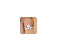 2PCS Wedding Bands Engagement Rings Set for Women Marquise Cut 2 Carat Cubic Zirconia CZ 925 Sterling Silver Promise Infinity Anniversary Simulated Diamond Ring for Her Bridal Ring Set (Size 9)