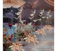 2Pcs Wedding Butterfly Floor Lamp Decoration Lights Luminous Butterfly Floor Lamp LED Romantic Elegant Decoration Party Decoration Props(Silver,1.1M)
