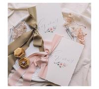 2pcs Wedding Favor Advanced Flora Merry Speech Vows Book Ribbon His and Her Card Photo Props(Color-06)