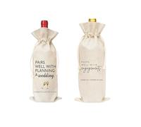 2pcs Wedding Gift Wine Bags, Engagement Wine Bag, Rope Planning Bottle Cover Bags Wedding Gifts For Couples